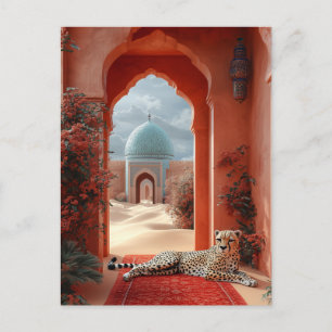 Majestueuze cheeta in een Marokkaans woestijnpalei Briefkaart