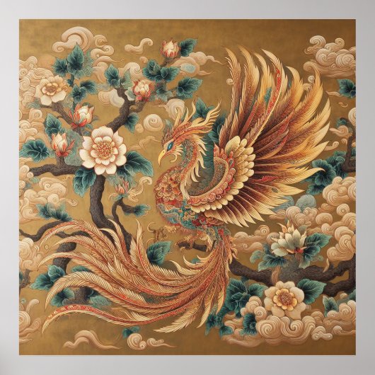 Majestueuze Chinese Phoenix – traditionele mythe k Poster (Voorkant)