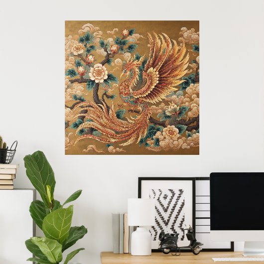 Majestueuze Chinese Phoenix – traditionele mythe k Poster (Thuiskantoor)