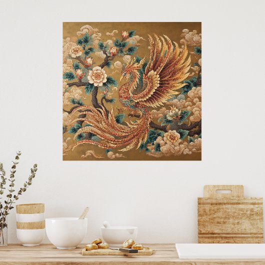 Majestueuze Chinese Phoenix – traditionele mythe k Poster (Keuken)