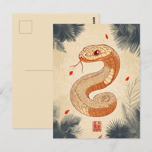 Majestueuze Cobra Double Happiness Jaar van de Sla Briefkaart (Voorkant / Achterkant)