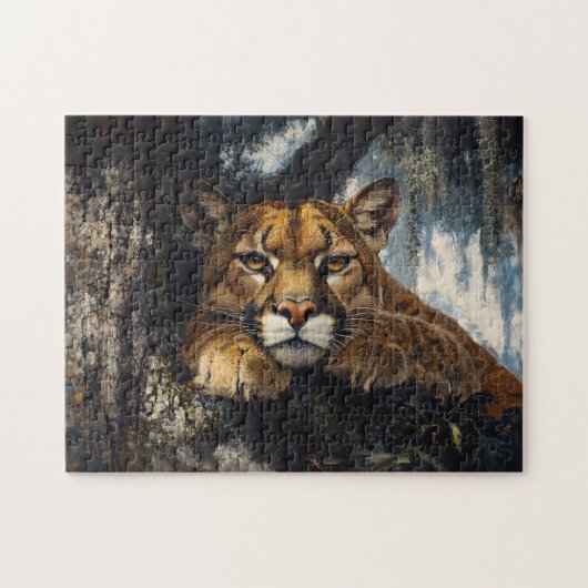 Majestueuze Cougar in het bos Legpuzzel (Horizontaal)