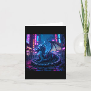 Majestueuze Cyberpunk Dragon Resting in Neon City  Kaart