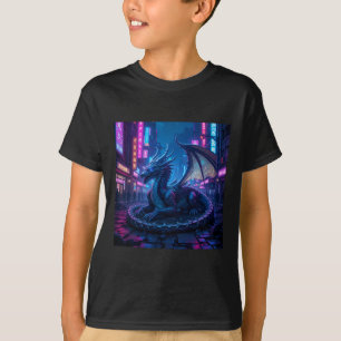 Majestueuze Cyberpunk Dragon Resting in Neon City  T-shirt