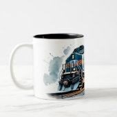 majestueuze diesellocomotief tweekleurige koffiemok (Links)