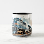 majestueuze diesellocomotief tweekleurige koffiemok (Center)
