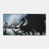 Majestueuze Donkere Draak Zwarte Fantasie Bergen Bureaumat (Voorkant)