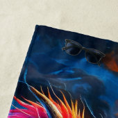 Majestueuze draak met zeemeermin op het strand van strandlaken (In situ)