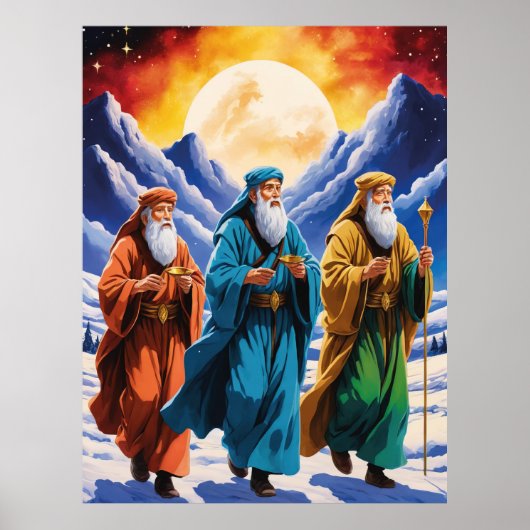 Majestueuze Drie Wijze Mannen Reis Kerstmis Poster (Voorkant)