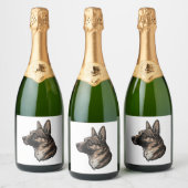 Majestueuze Duitse herder Sparkling Wijnetiket (Flessen)
