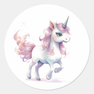 Majestueuze eenhoorn met vloeiende manen ronde sticker