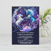 Majestueuze eenhoorns dansen verjaardagsfeestje kaart (Staand voorkant)