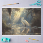 Majestueuze Egret Staande in een serene zonovergot Tissuepapier (Craft)