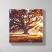 Majestueuze eik in de wei canvas afdruk (Voorkant)