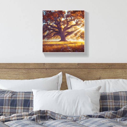 Majestueuze eik in de wei canvas afdruk (Insitu (Slaapkamer))