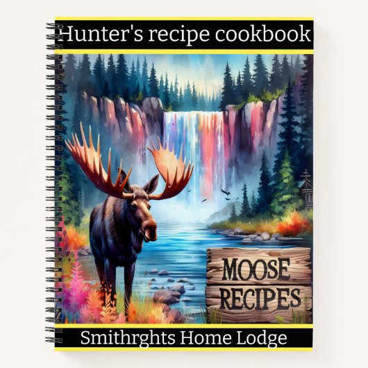 Majestueuze eland bij de kleurrijke waterval in de notitieboek (Voorkant)