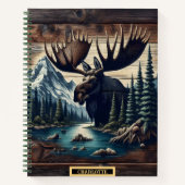 Majestueuze eland bij de rustige rivier bij zonsop notitieboek (Voorkant)