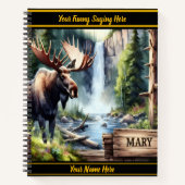 Majestueuze eland bij de waterval in een sereen bo notitieboek (Voorkant)