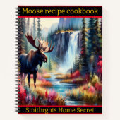 Majestueuze eland bij een levendige waterval in de notitieboek (Voorkant)