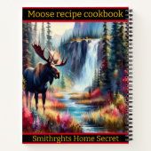 Majestueuze eland bij een levendige waterval in de notitieboek (Achterkant)