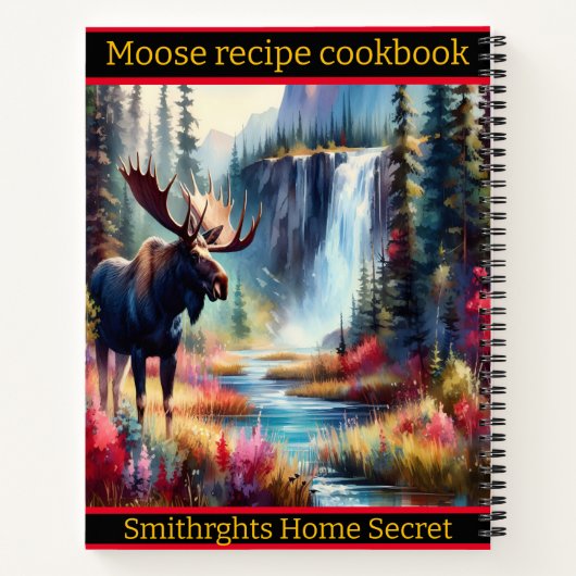 Majestueuze eland bij een levendige waterval in de notitieboek (Achterkant)