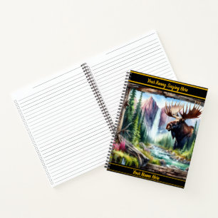Majestueuze eland bij een rustige bergstroom notitieboek