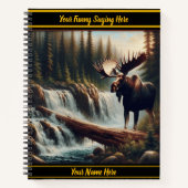 Majestueuze eland bij een rustige waterval bij zon notitieboek (Voorkant)