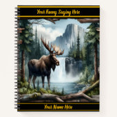 Majestueuze eland bij een rustige waterval bij zon notitieboek (Voorkant)