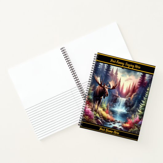 Majestueuze eland bij een rustige waterval in de s notitieboek (Binnen)