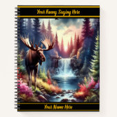 Majestueuze eland bij een rustige waterval in de s notitieboek (Voorkant)