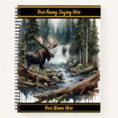 Majestueuze eland bij een rustige waterval in het  notitieboek (Voorkant)