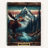 Majestueuze eland bij een serene bergrivier bij zo notitieboek (Voorkant)