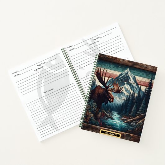 Majestueuze eland bij een serene bergrivier bij zo notitieboek (Binnen)