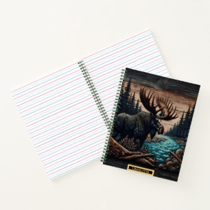 Majestueuze eland bij een serene rivier bij scheme notitieboek