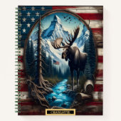 Majestueuze eland bij een serene rivier in de berg notitieboek (Voorkant)