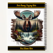 Majestueuze eland bij een serene waterval bij zons notitieboek (Achterkant)