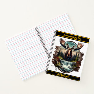 Majestueuze eland bij een serene waterval bij zons notitieboek