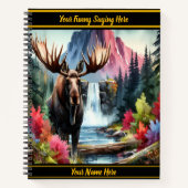 Majestueuze eland bij een serene waterval in de he notitieboek (Voorkant)