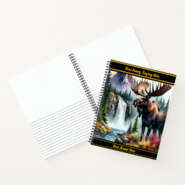 Majestueuze eland bij een serene waterval in de he notitieboek