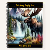 Majestueuze eland bij een serene waterval in de he notitieboek (Voorkant)