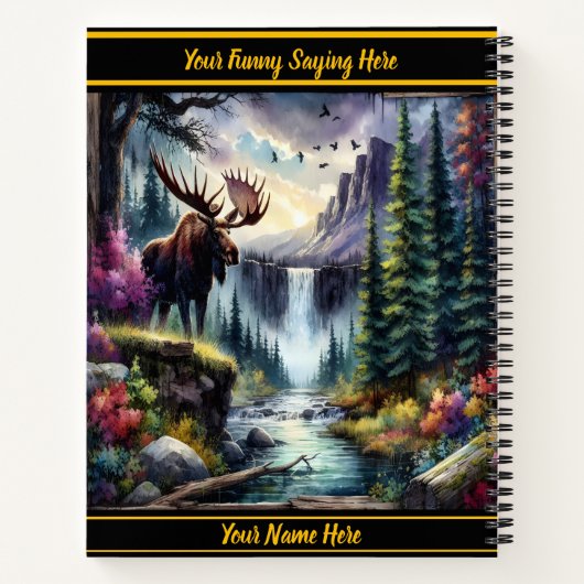 Majestueuze eland bij een serene waterval in de sc notitieboek (Achterkant)