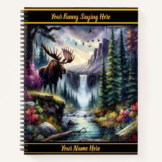 Majestueuze eland bij een serene waterval in de sc notitieboek (Voorkant)