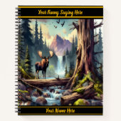 Majestueuze eland bij een serene waterval in natuu notitieboek (Voorkant)