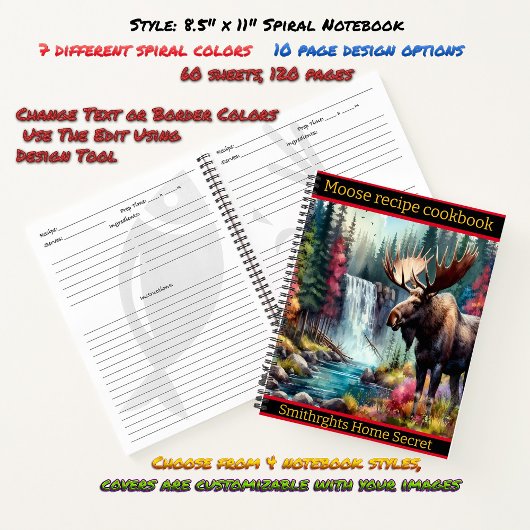 Majestueuze eland bij een waterval in de herfst notitieboek