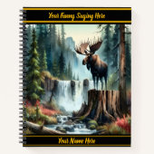 Majestueuze eland die trots naast een waterval sta notitieboek (Voorkant)