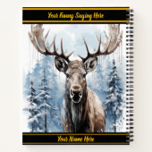 Majestueuze eland die trots staat in een besneeuwd notitieboek (Achterkant)