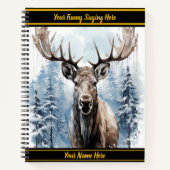 Majestueuze eland die trots staat in een besneeuwd notitieboek (Voorkant)