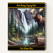 Majestueuze eland door een rustige waterval in een notitieboek (Achterkant)