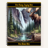 Majestueuze eland door een rustige waterval in een notitieboek (Voorkant)