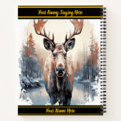 Majestueuze eland kijkt uit over rustig wintermeer notitieboek (Achterkant)